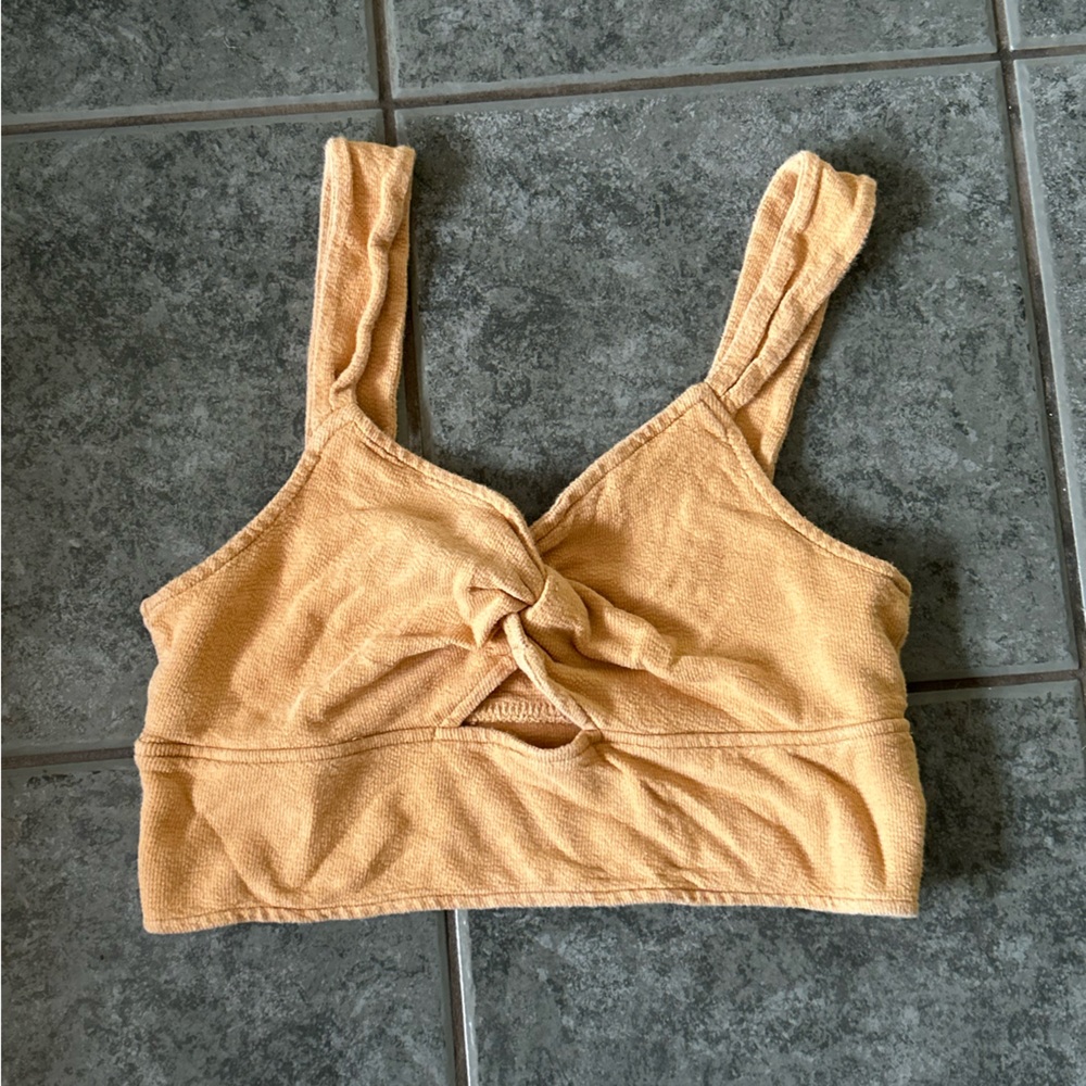 Madewell mustard knotted Crop Top: size large